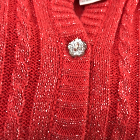 Little Lass Melon Orange Sparkly Cardigan Sweater - Picture 8 of 8